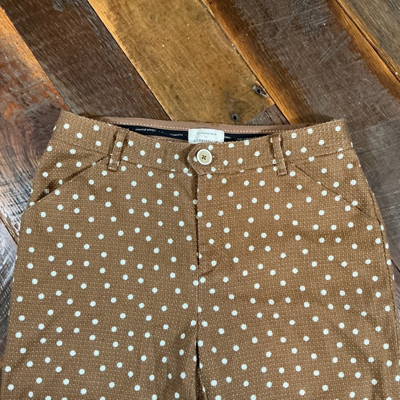 Anthropologie The Essential Slim Polka Dot Pants Brown White Size 6 - Picture 6 of 11